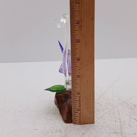 Hummingbird on a Flower Hand Spun Art Glass Figurine 6.25" Tall - Picture 10 of 12